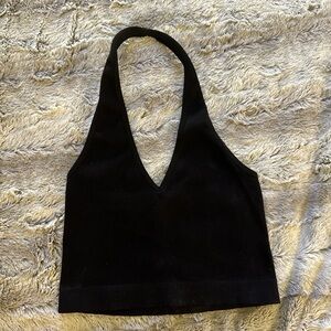 women’s small black halter neck crop top